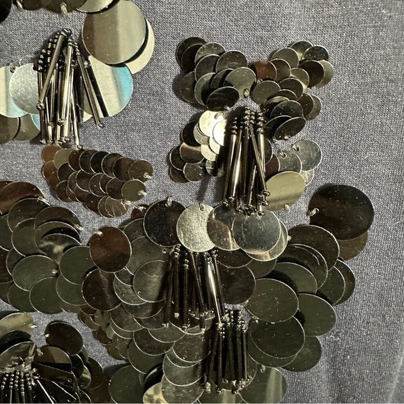 Ann Taylor size M 3/4 sleeve pullover top with paillette and bead details, - Picture 5 of 10